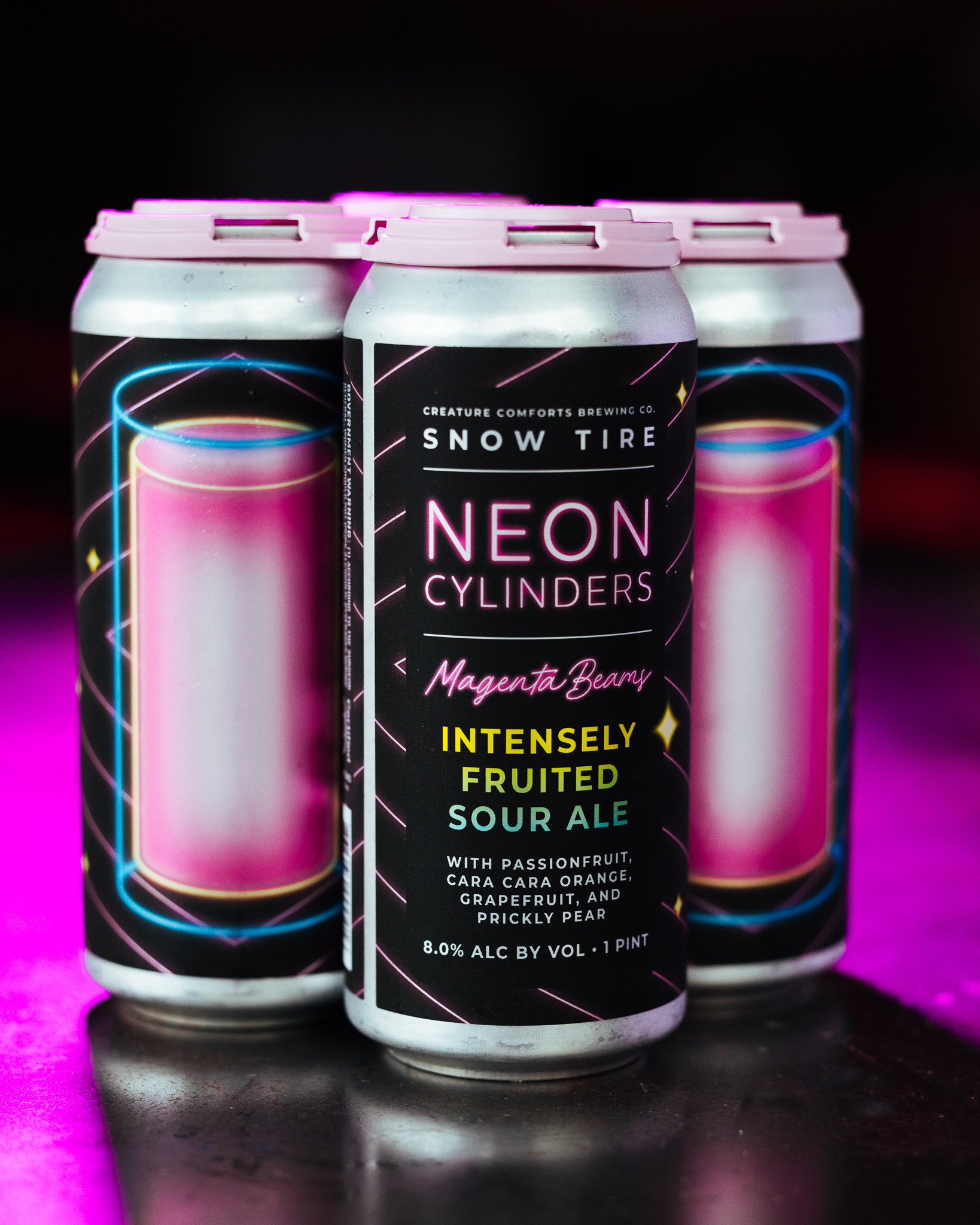 Neon Cylinders: Magenta Beams